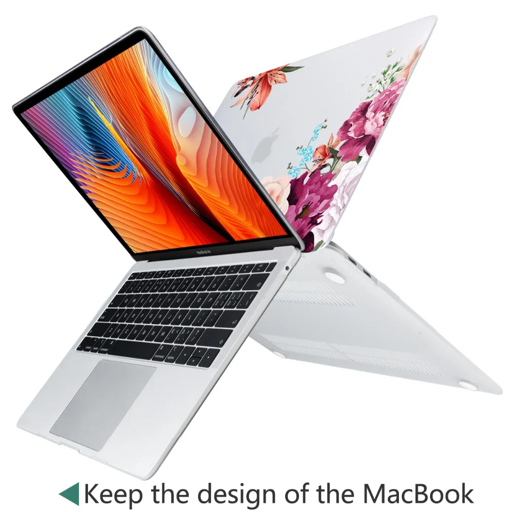 Пластиковый чехол с зелеными листьями и красивыми лепестками для Macbook Air 11 12 13 A1932 Pro 13 15 16 дюймов Touch Bar A2141