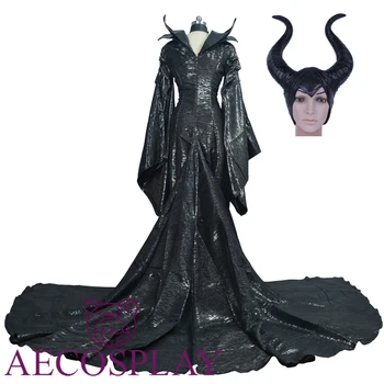 

New Halloween Costume Maleficent Cosplay Costume Black Witch Dress Women Costume