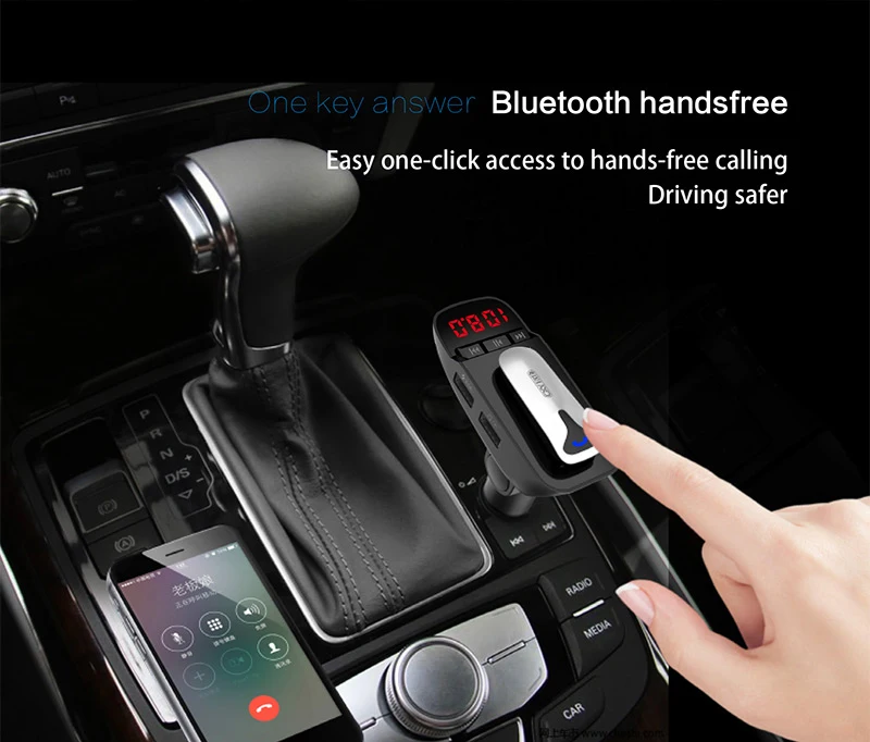 Fm-передатчик Bluetooth V4.2 Handsfree автомобильный комплект+ гарнитура наушники fm-модулятор адаптер Aux выход вход Поддержка TF карта u-диск