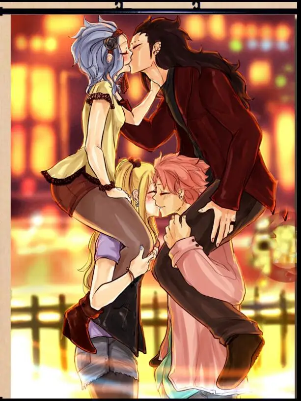 Аниме Сказочный хвост Gajeel/Levy/lucy домашний плакат настенный прокрутка | Дом и сад