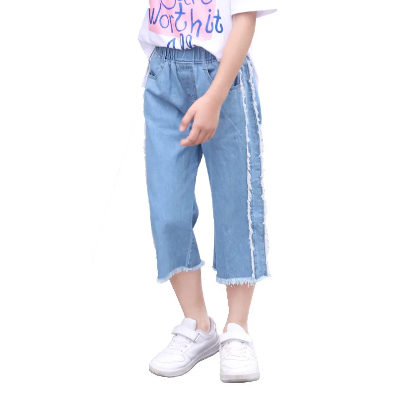 

Summer Cotton Wide-legged Jeans for Girls 4 6 8 10 12 14 years