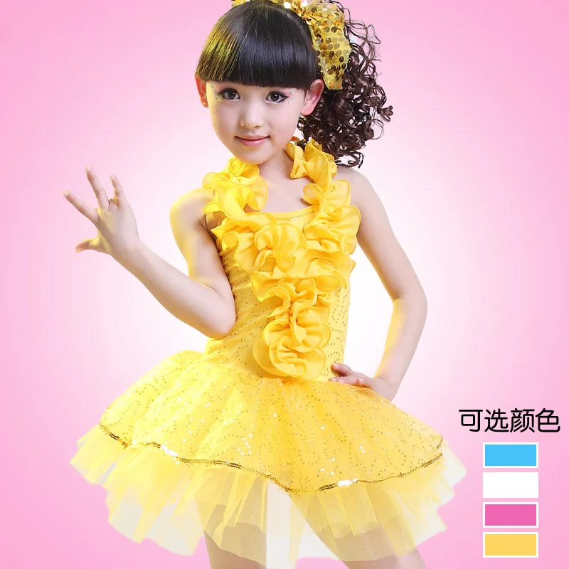 Новые китайские костюмы для девочек, детская одежда для латинских танцев, желтая сетчатая юбка для танцев, Детский костюм для латинских танцев