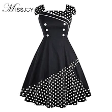 MISSJOY Plus size dresses for women 4xl Off the Shoulde polka dot Button patchwork vintage Retro 50s 60s skater swing dress 2018 MISSJOY Plus size dresses for women 4xl Off the Shoulde polka dot Button patchwork vintage Retro 50s 60s skater swing dress 2018