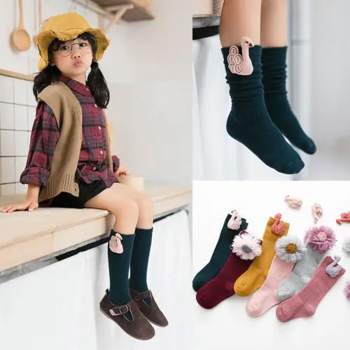 

Lovely Newborn Baby Toddler Girls Knee High Flower Swan Stockings Cute Cotton Casual Kids Leg Warmers Soft Stockings