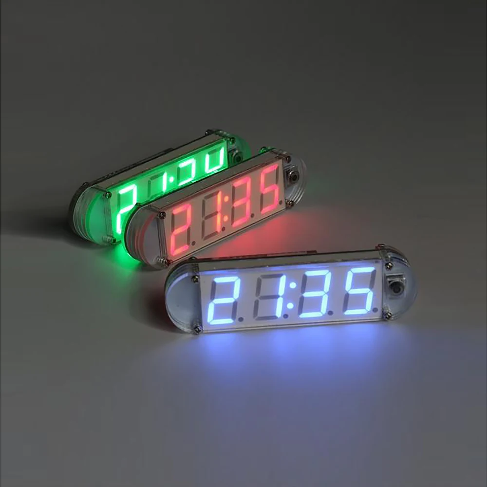 Mini DIY 4 digit Digital Timer LED Clock Kit with Transparent Case