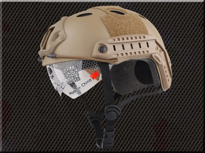 Акция: военный Быстрый Шлем Emerson Navy Seal с защитными очками, быстрый базовый прыгающий Шлем BJ PJ, тактический шлем - Цвет: TAN PJ Goggle