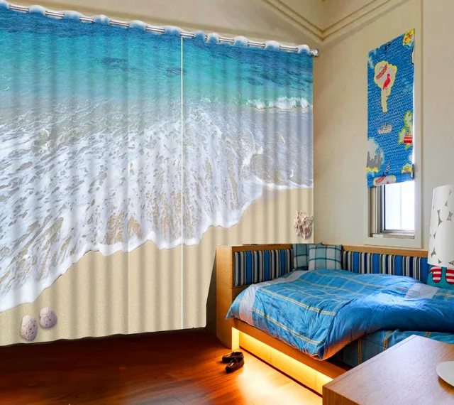 Moderne Raamdecoratie Gordijn Interieur Gordijnen 3D wave strand ... Moderne Raamdecoratie Gordijn Interieur Gordijnen 3D wave strand ...