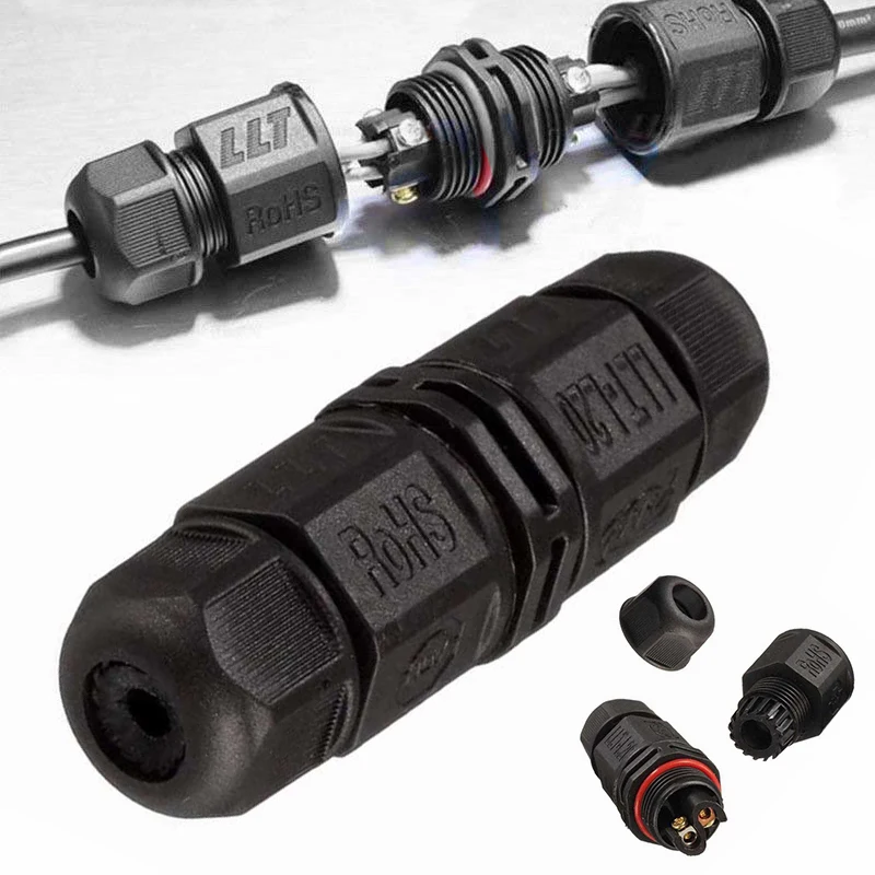 AC DC 10mm IP68 15A 2/3/4 Pin Waterproof Connector Adapter Screw Locking Cable Industrial Electrical Wire Connector Plug