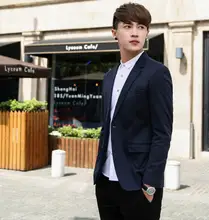 Latest men’s suit jacket pure color small a grain of buckle formal business interview suit dinner parties tailored suit jacket
