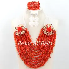 Модные женские Африканские свадебные бусы коралловые Свадебные украшения бусы ожерелье Дубай Свадебные украшения новые ABY028