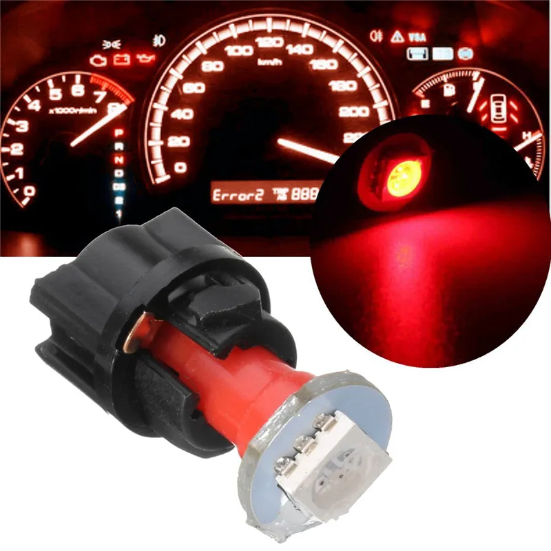 Красный 10 шт. T5 74 PC74 1-SMD поворотный разъем приборного кластера приборной панели светодиодный светильник лампа с основанием - Испускаемый цвет: Красный