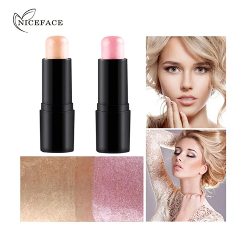 Face Waterproof Shimmer Highlighter Stick Bronzers Highlighter Powder Creamy Texture Silver Gold Light Face Make Up +