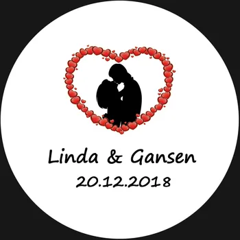 

100pcs Heart paper sticker Design Your Own Stickers Personalized seals for marriage invitation Boda Bomboniere matrimonio