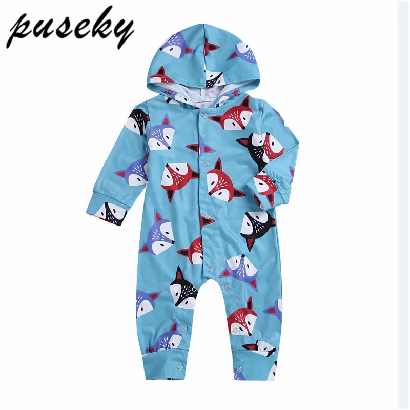 

Puseky Newborn Baby Boy Girl Kid Fox Romper Jumpsuit Clothes Outfit Costume Baby Clothes Cotton Hooded Romper Long Sleeve Romper