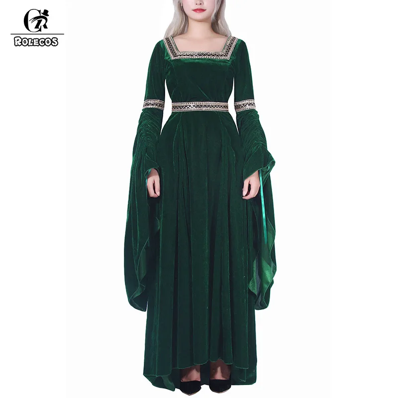 

ROLECOS Flannel Lolita Dress Renaissance Victorian Dress Women Halloween Costume Retro Vintage Dress Long Sleeve Party Clothing