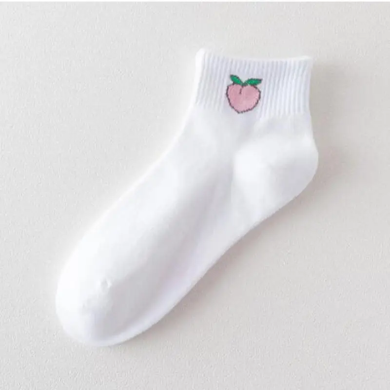Juicy Peach Летние милые носки, осенняя хлопковая смесь для девочек, белые неглубокие носки, женские маленькие Дышащие Короткие носки по щиколотку - Цвет: Juicy Peach