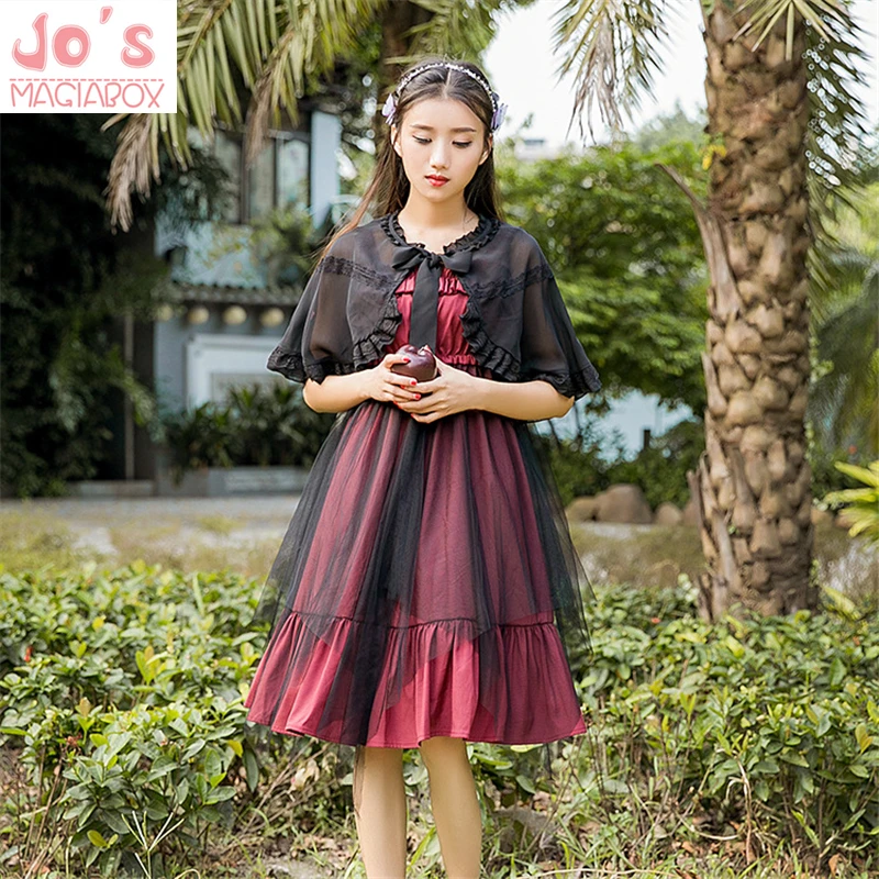 

Women Gothic Lolita Dress Kawaii Solid Color High Wasit Ball Gown Dress Lace Patchwork Party Uniform Dress Cute Night Wear
