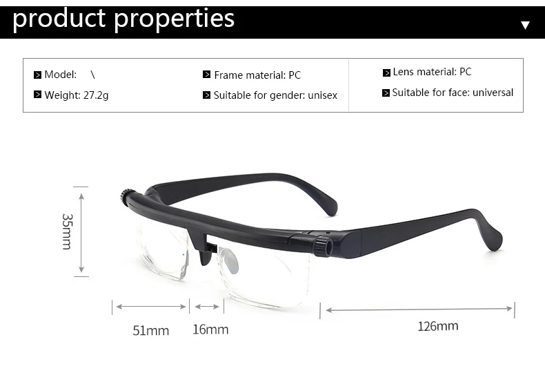 Adlens фокус регулируемые мужские и женские очки для чтения близорукость очки-6D до+ 3D диоптрий увеличительная переменная сила