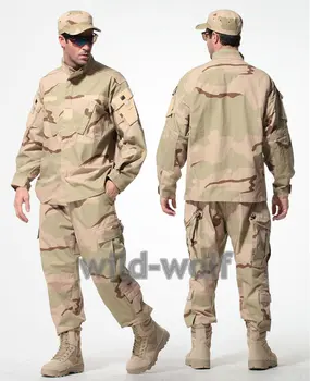 

US Army TacticalMilitary Camouflage Combat Uniform Airsoft Camo ACU Men Clothing Outdoor Hunting suits Jacket + Pants Desert