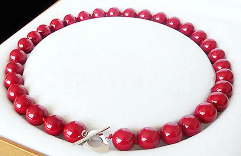 Beautiful 12mm Red Shell Round Beads Necklace 18&quot 36&quot | Украшения и аксессуары