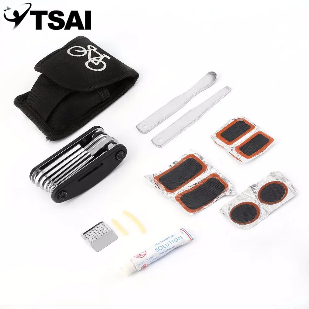 

TSAI 39 in 1 Multifunction Bicycle Repair Tools Kit Bag Portable Hex Spoke Cycling Screwdriver Glue Bike Tire Repair Tool Set