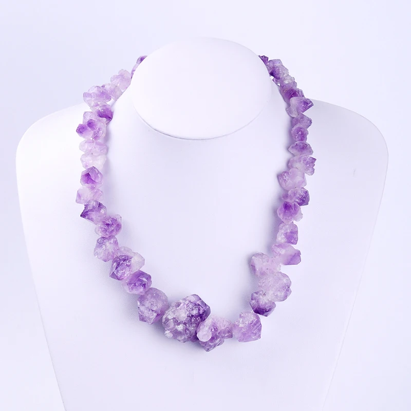 

new fashion jewelry amethysts quartzs natural stone beads semi-precious strand stone necklace for women Bijoux Joyas