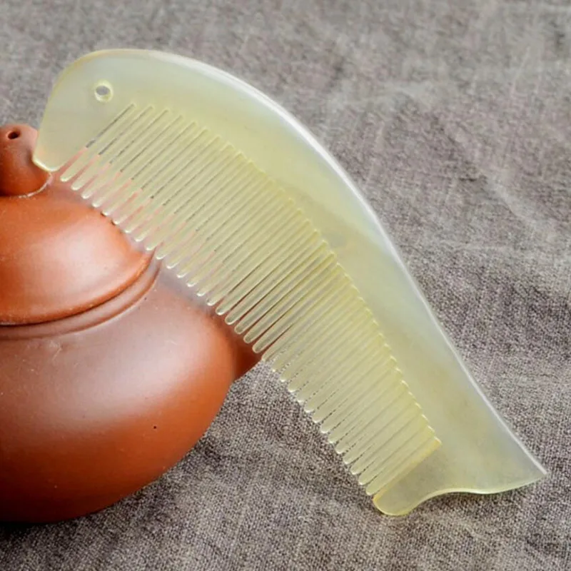 12cm Fish design Natural sheep horn Comb Wide Tooth No-static head Massage Hair Brush Health care Styling combs | Красота и здоровье