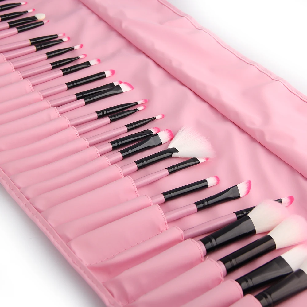 32 Pcs Professional Makeup Brush Set Foundation Eye Face Shadows Lipsticks Powder Brushes 32pcs Make up Tools With Pink Bag (126)
