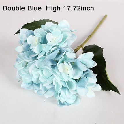 Xuanxiaotong 45 cm 1 pc Long Stem Silk Hydrangea Artificial Flowers Branch Purple White Pink Green Blue Hydrangea Faux Flowers - Цвет: double blue