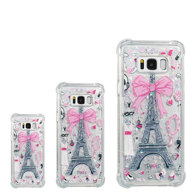 Liquid Case for Samsung Galaxy A6 A8 Plus 2018 S8 S9 Plus S6 S7 Edge Note8 Note9 S5 S6edge Glitter Love Silicone PC Full Cover (41)