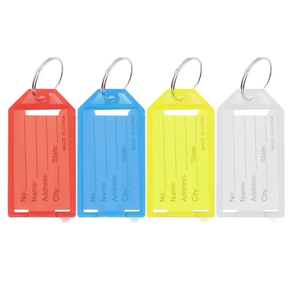 

4Pcs Plastic Key Tags Key Rings ID Identity Tags Rack Name Card Label NEW Four Colors Available