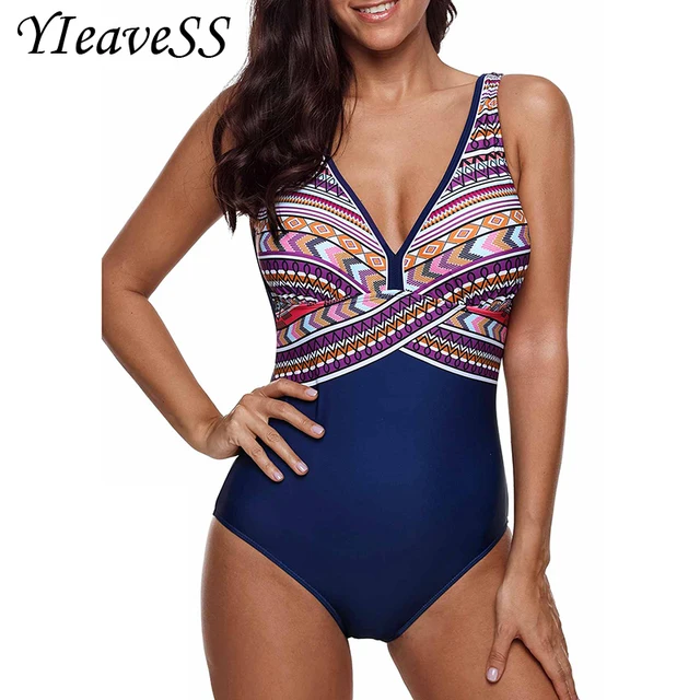 US $12.34 2019 One Piece Swimsuit Plus Size Swimwear Women Push Up Bathing Suit Vintage Monokini Bodysuit Bea