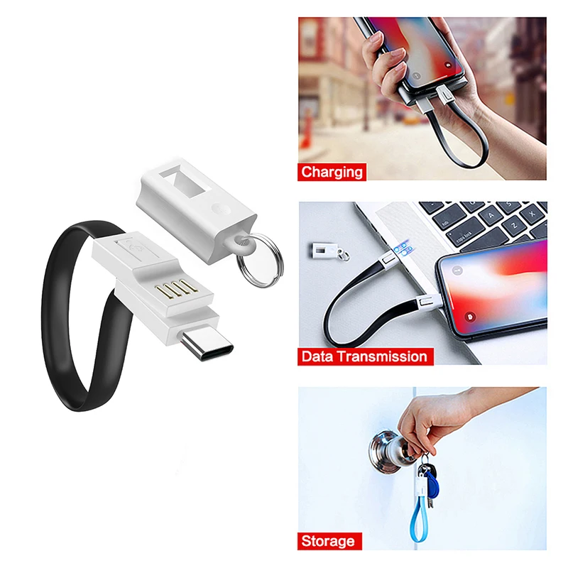 

USB Charger Cable For iphone Huawei Samsung Keychain Short Charging Cord For Xiaomi Type-C Micro usb Phone Portable Data Wire