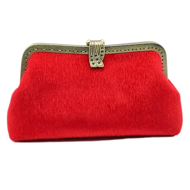 Professiona Handmade DIY Crafts Material Package for Women Red Handbag Phone Bag Key Chain Clutch Purse Metal Frame Bags Gift
