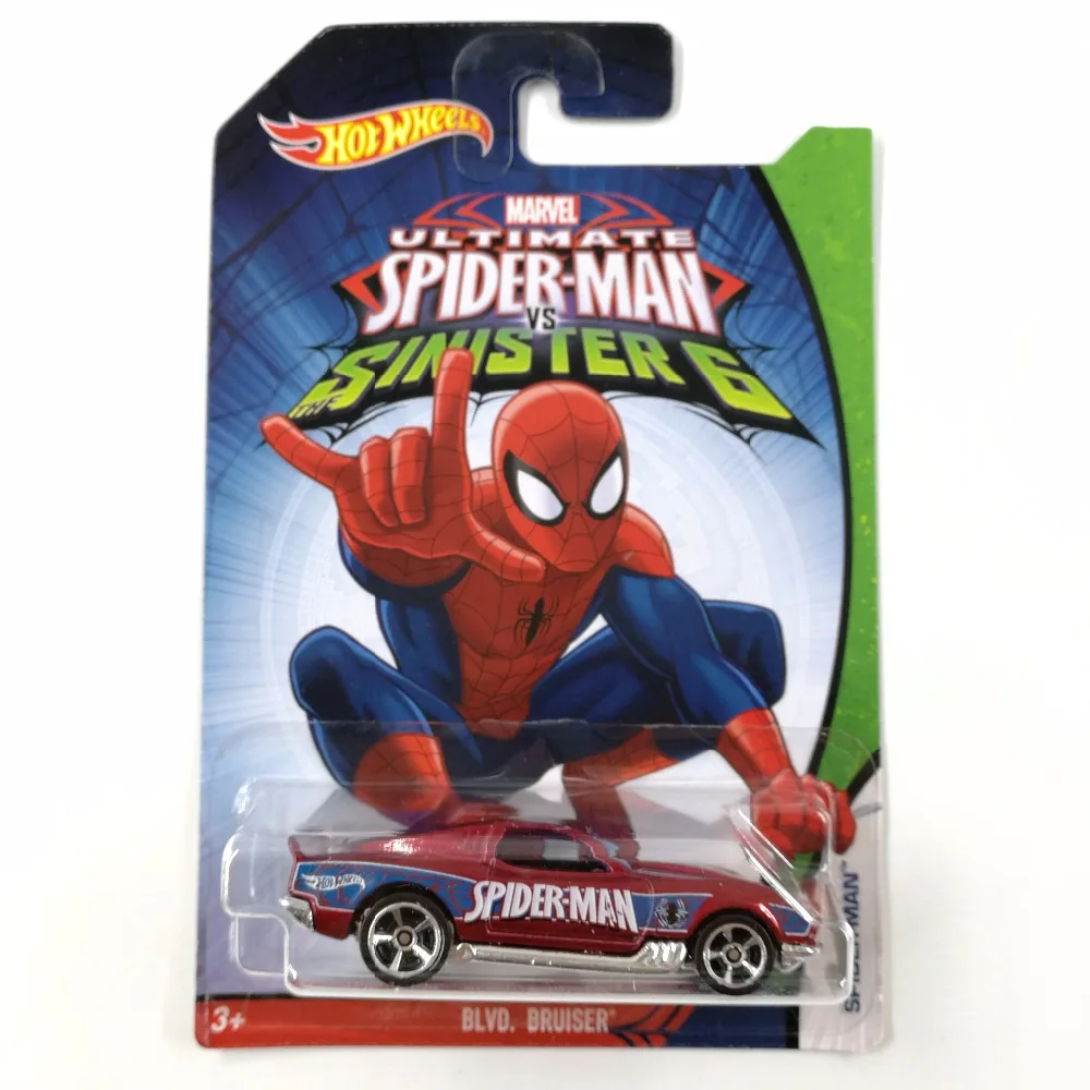 Hot Wheels машинка с героями комиксов Марвел, непобедимый Спайдермен Sinister6 Коллекционная серия металлические Литые модели автомобилей детские игрушки подарок