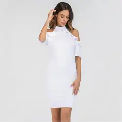2018 женские модные свободные сексуальные платья с оборками на плечах