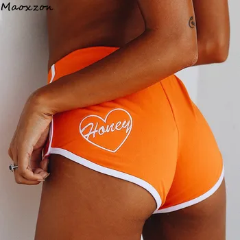 

Maoxzon Womens Black Sexy Slim Fitness Shorts For Female Orange Fashion Summer Letter Embroidery Jogger Gymnasium Ioga Shorts