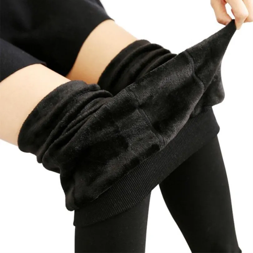 

2020 High Elastic Waist Winter Plus Velvet Thicken Women's Warm Pants Warm Super Elastic Faux Velvet Winter Thick Slim Leggings