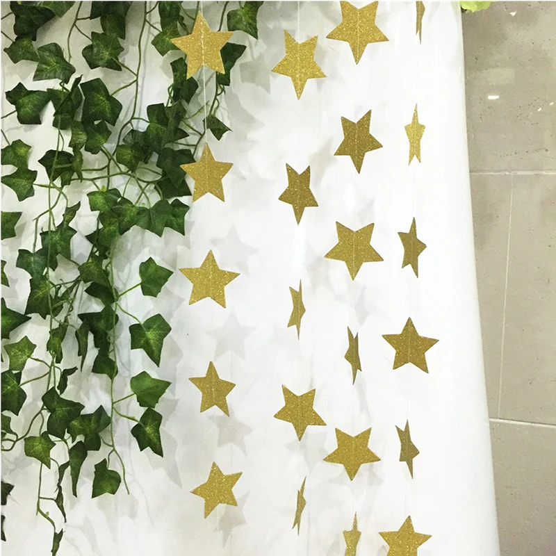 

2 Meters Paper Garland Star Shape String Banners DIY Colorful Hanging Paper Bunting Happy Birthday Wedding Party Decoration