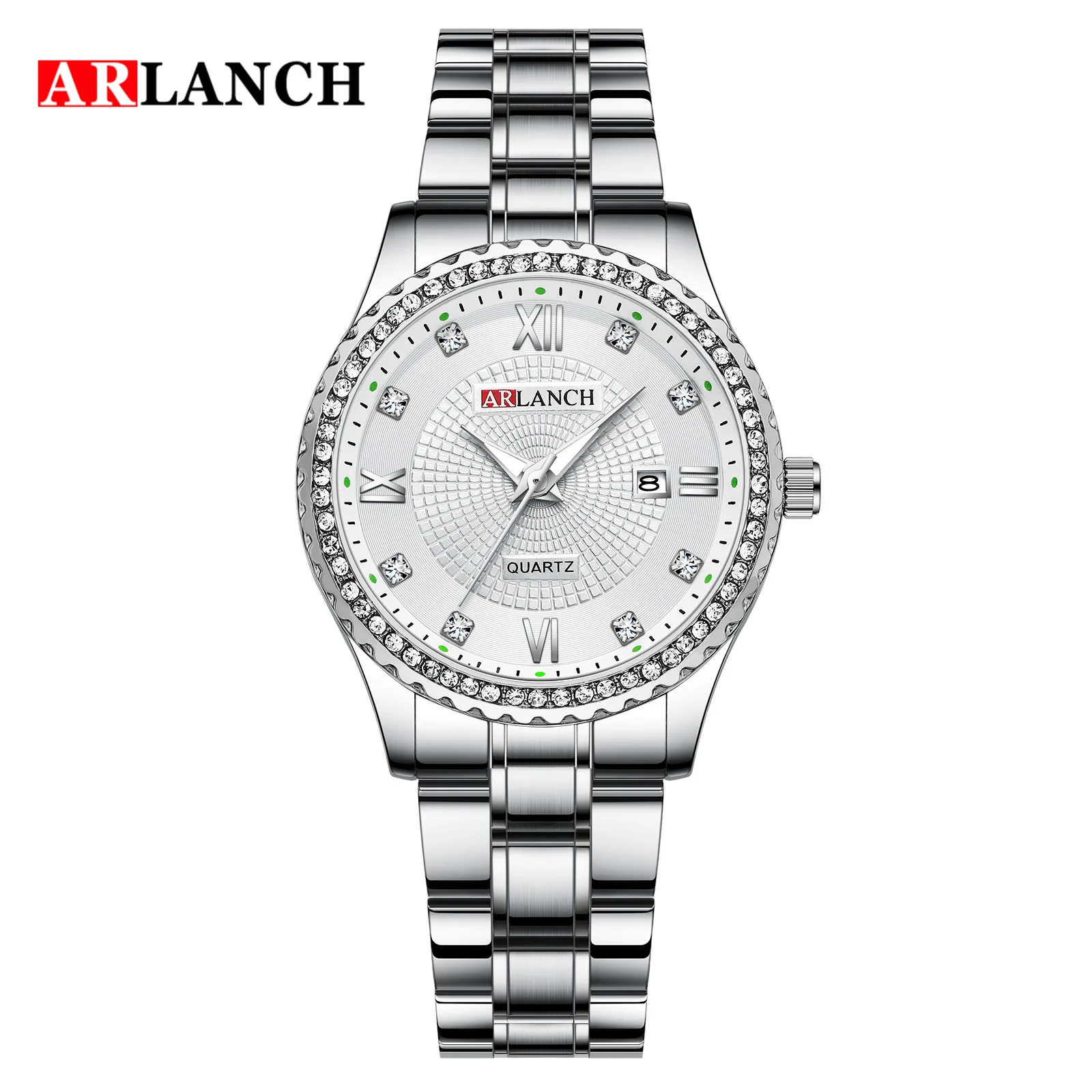 ЖЕНСКИЕ НАРЯДНЫЕ часы Rolexable водонепроницаемые часы из нержавеющей стали женские водонепроницаемые Бизнес Кварцевые часы с календарем женские наручные часы - Цвет: White