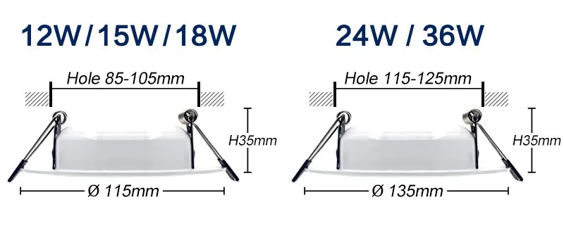 Dimmable Waterproof LED Downlight AC220V 230V 5W 7W 9W 12W 15W 18W 24W LED indoor Lamp Recessed LED Spot Light For Bathroom
