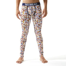 Мужские кальсоны термобелье с принтом теплые мужские Леггинсы сексуальные термо нижнее белье Длинные теплые хлопковые кальсоны Slim Fit Молодежные мужские
