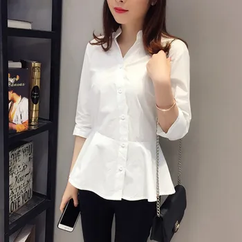 

2019 New Summer Women Blouses Tops Elegant Half Sleeve V-Neck Blouse Women Casual Solid Color Shirt Female Work Wear Shirts