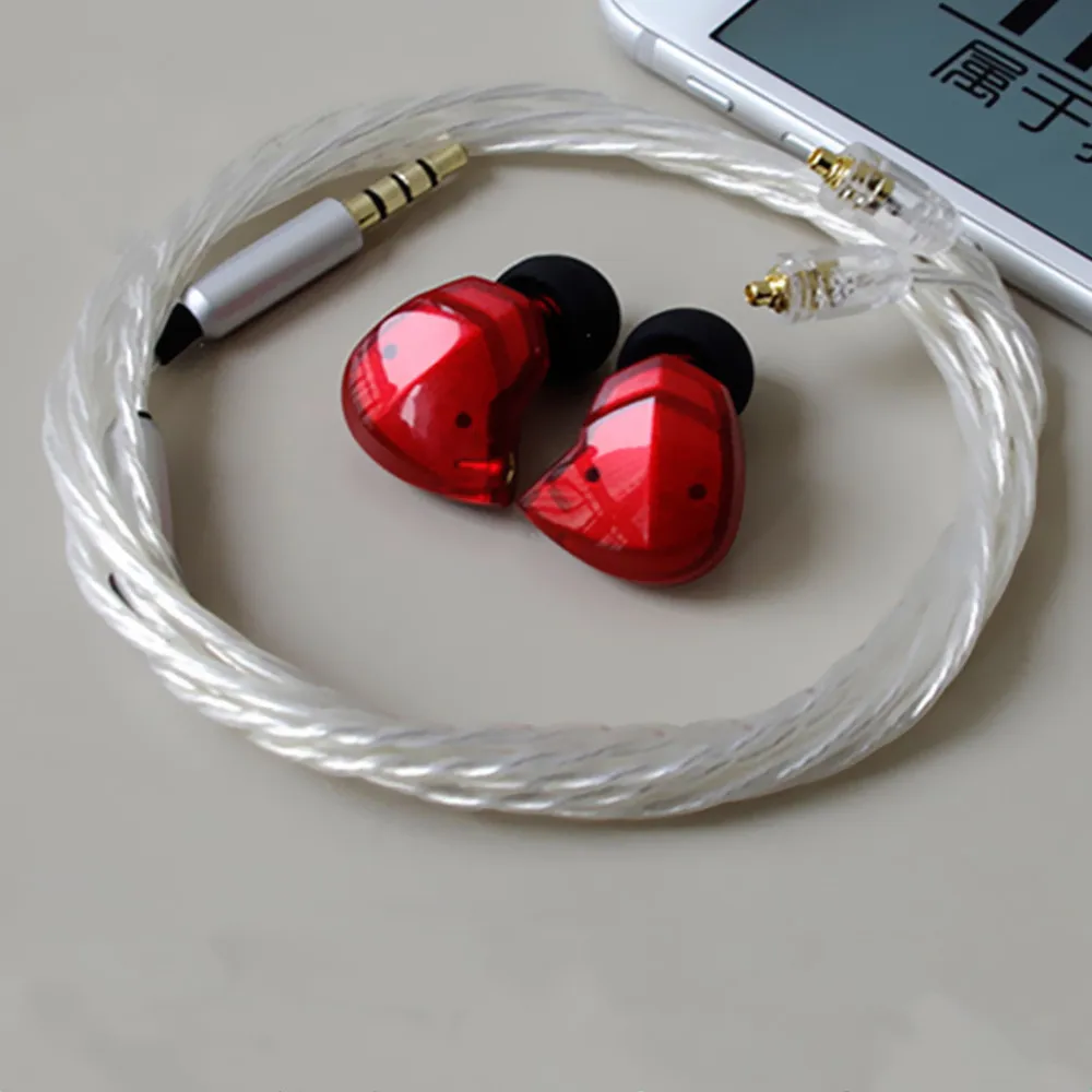 

100% New Arrival Quad-core dual unit Hybrid Balance Armature With Dynamic HiFi In Ear Earphones Earbuds Sport earphone with Mic