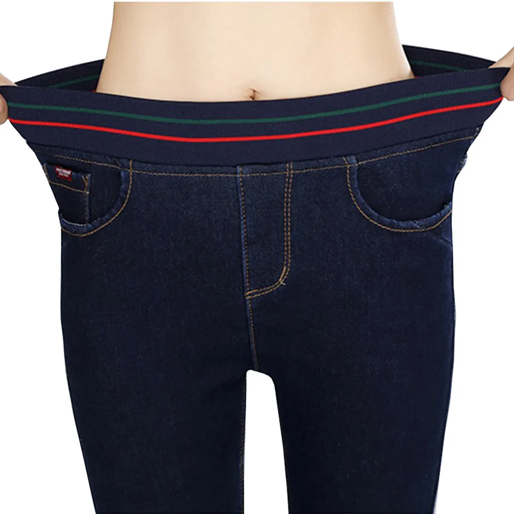 Бесплатная страуса женские джинсовые брюки зима 2019 синий леггинсы, джинсы Повседневное плюс Размеры женские длинные джинсы L0530