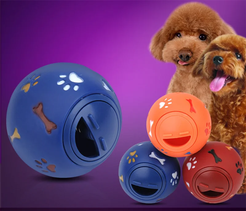 Собака игрушка, резиновый мяч жевать диспенсер утечки Еда покрывается катышками Интерактивная для домашних животных для зубов прорезывание зубов обучающая игрушка синий и красный цвета 7,5 см/2,95''