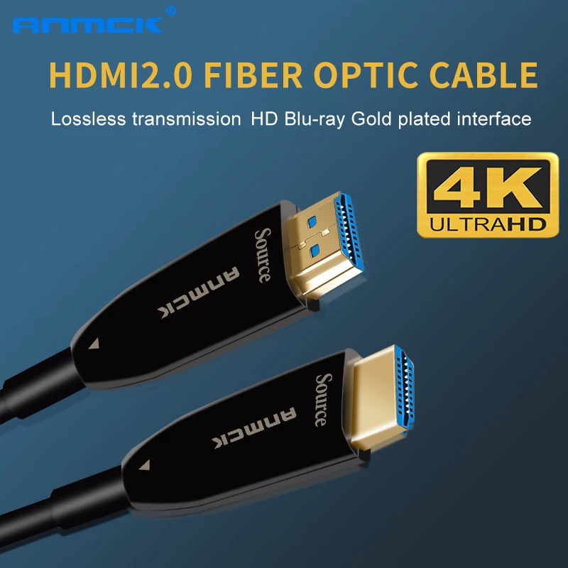 #Best Anmck 4K HDMI Cable 2.0 Optical Fiber Cables 2M 5M 10M 20M 50M 100M 3D 18Gbs High Speed HDMI Cable For HDR TV Projector Monitor