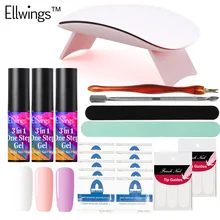 Ellwings один лак для ногтей Палочки 3 цвета ногтей Гель-лак 6 W УФ светодиодный лампа не нужно Топ основа под лак Art Набор