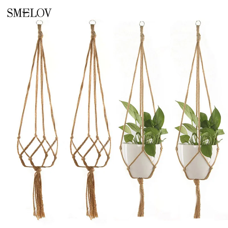 

Handmade Macrame plant hanger Cotton Rope flower pot Hanging Basket wedding plant wall hanger Home Garden Decoration
