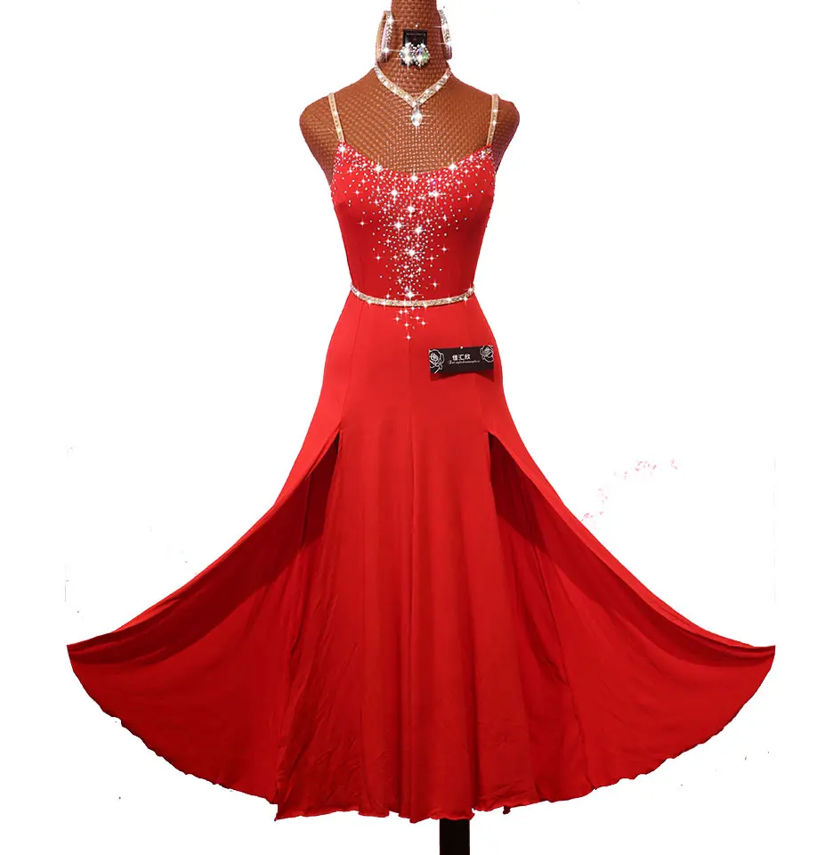 

latin ballroom dance Rumba Bullfight Strap Open Back split skirt costume